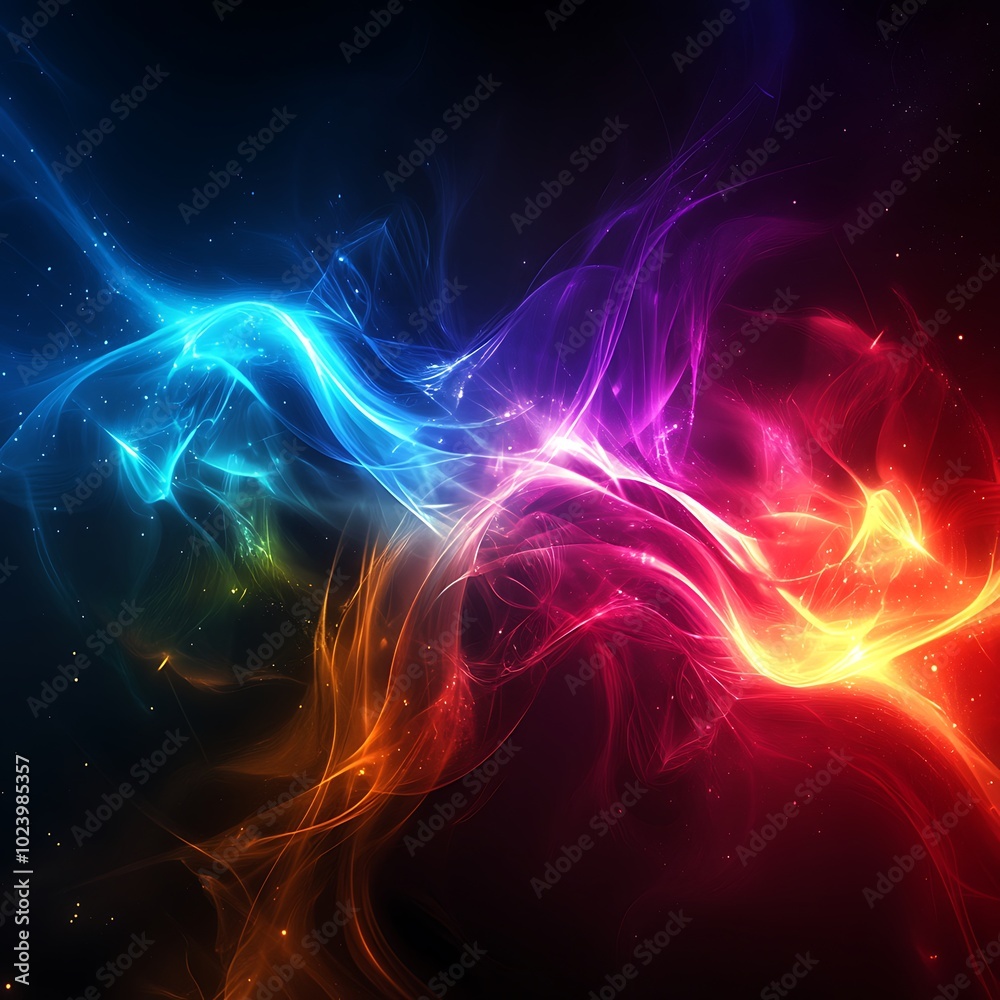 A vibrant abstract design with swirling colors of blue, pink, orange, and purple against a dark background. A vibrant abstract design with swirling colors of blue, pink, orange, and purple against a dark background.