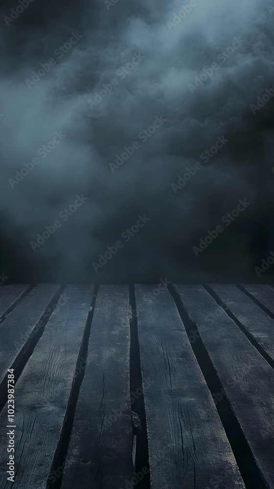 Spooky halloween background with empty wooden planks, dark horror background Spooky halloween background with empty wooden planks, dark horror background