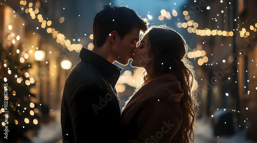 A romantic couple sharing a...