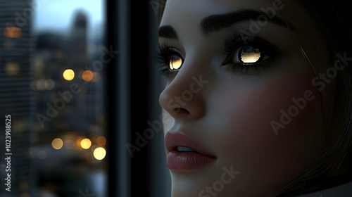 A close-up of a woman's fac...