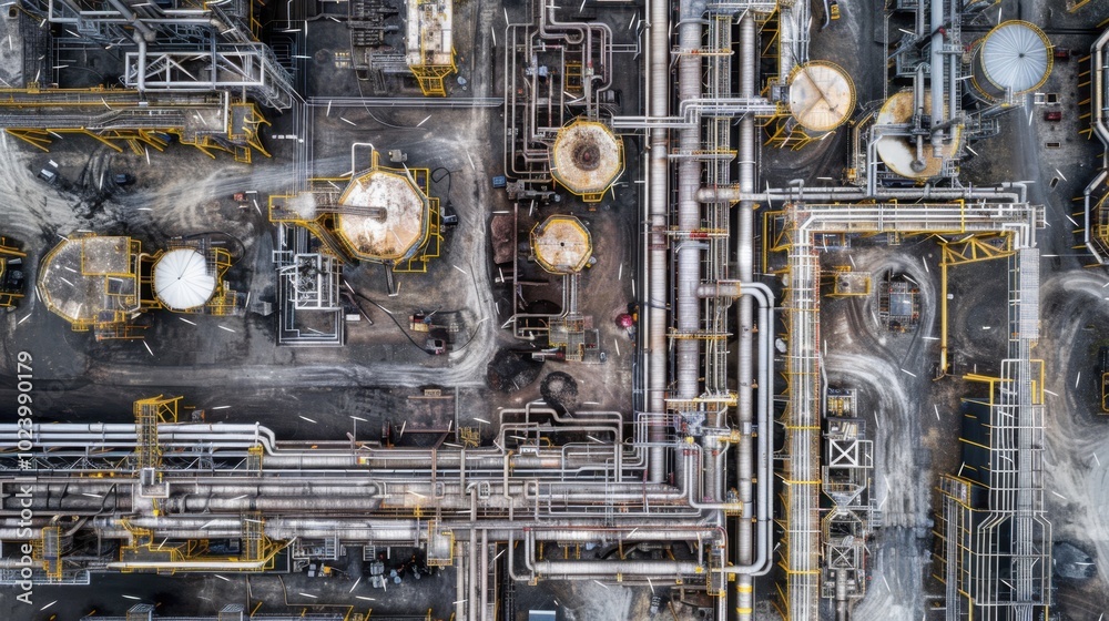Aerial View of Industrial Pipelines and Tanks Aerial View of Industrial Pipelines and Tanks