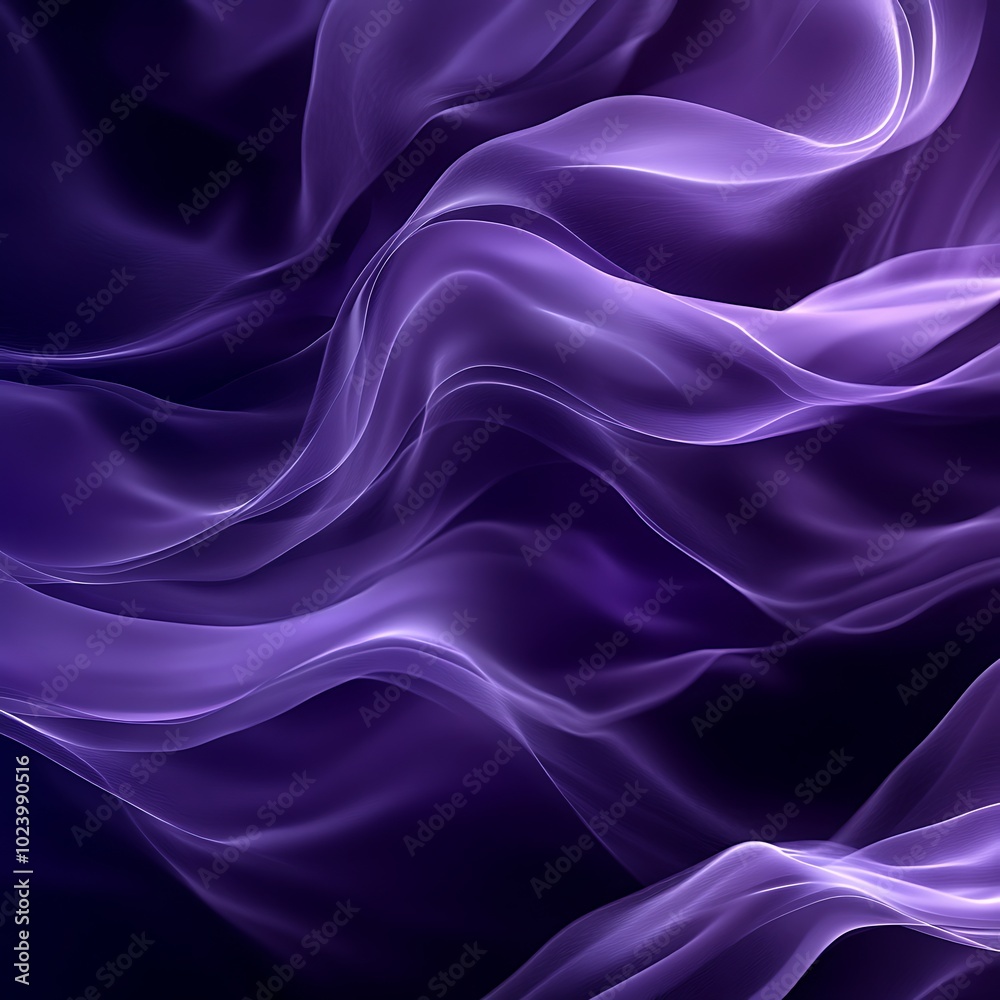 Fototapeta premium A flowing abstract design featuring soft, translucent purple waves against a dark background.