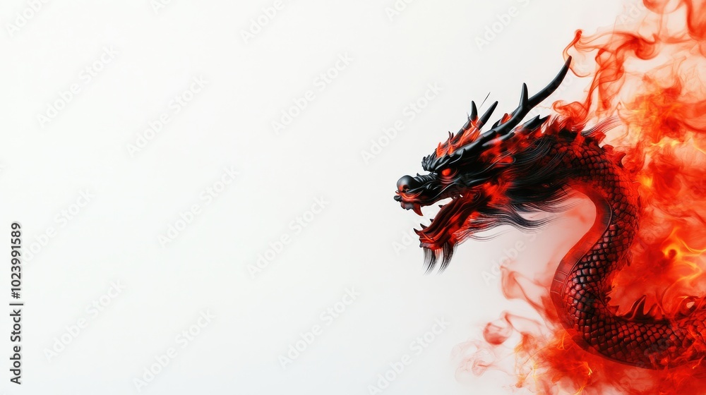 Red dragon illustration, white isolated background. Red dragon illustration, white isolated background.