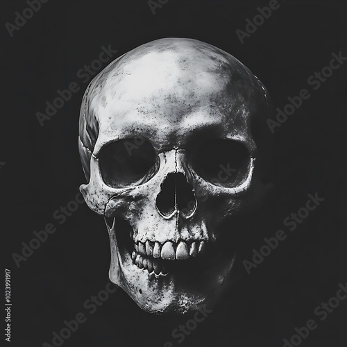Wallpaper Mural A detailed human skull rendered in a realistic style against a dark background. Torontodigital.ca