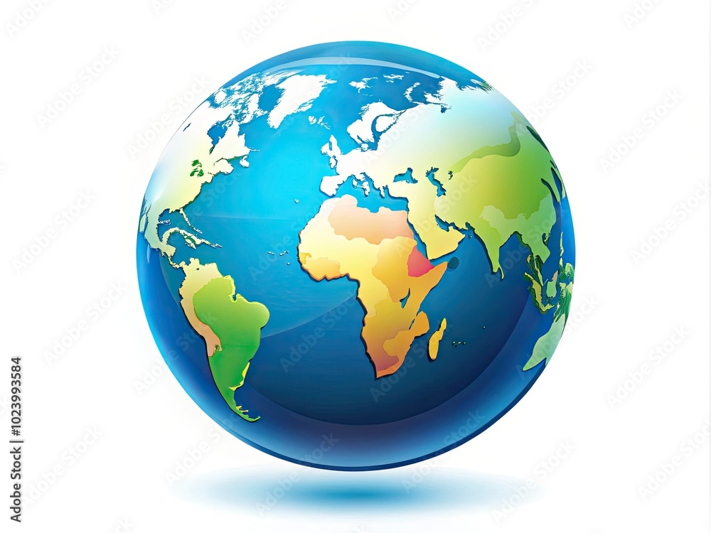 Naklejka premium This flat-style globe icon symbolizes global connectivity and navigation themes, showcasing a modern design that highlights communication and direction in a minimalist 