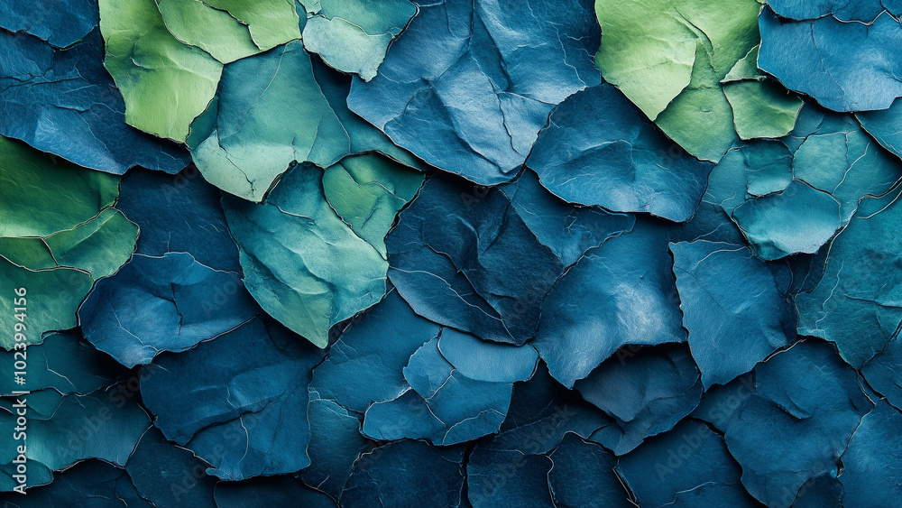 Obraz premium Neon Blue and Green Collage with Natural Texture Patterns
