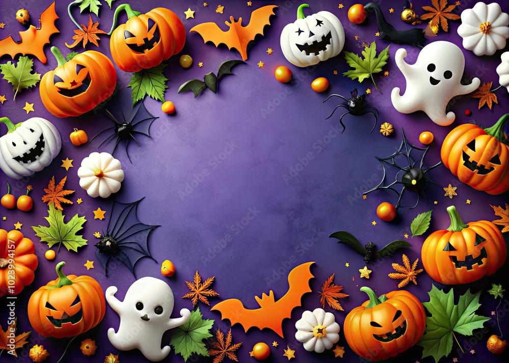 Transform your space with a lively Halloween border showcasing vibrant pumpkins, soaring bats, and wandering ghosts, perfect for setting a festive mood in your designs. Transform your space with a lively Halloween border showcasing vibrant pumpkins, soaring bats, and wandering ghosts, perfect for setting a festive mood in your designs.