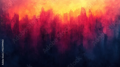 A silhouette of a city skyline against a fiery, orange and red sky, giving the impression of heat or destruction.