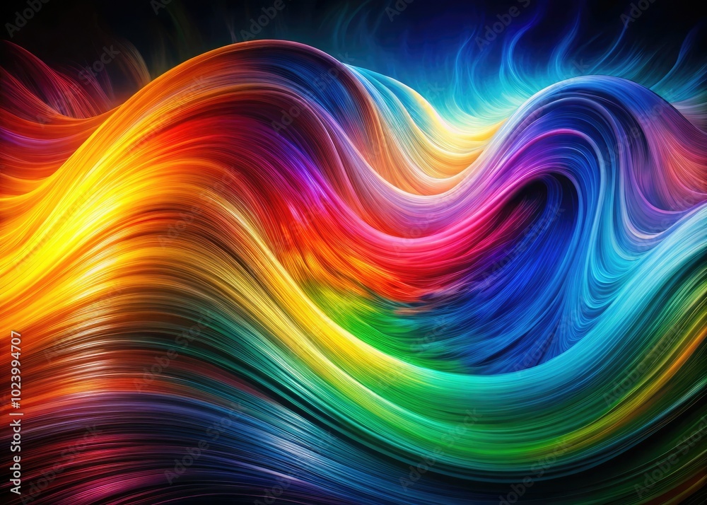 Vibrant Abstract Rainbow Waves in Colorful Swirls Creating a Dynamic Visual Display of Light and Color Vibrant Abstract Rainbow Waves in Colorful Swirls Creating a Dynamic Visual Display of Light and Color