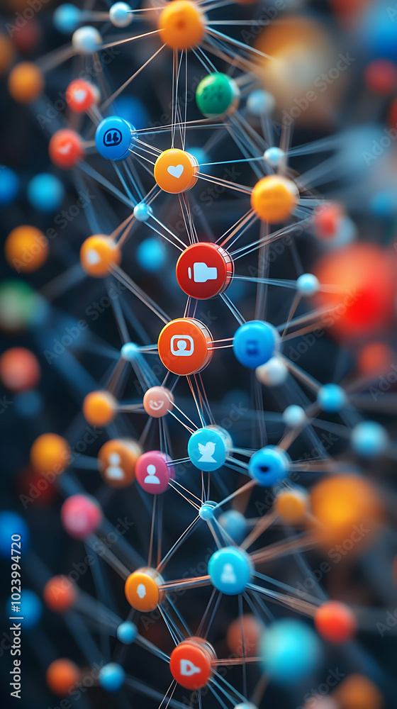 Social Media Icons Connect in Complex Network Illustration Social Media Icons Connect in Complex Network Illustration