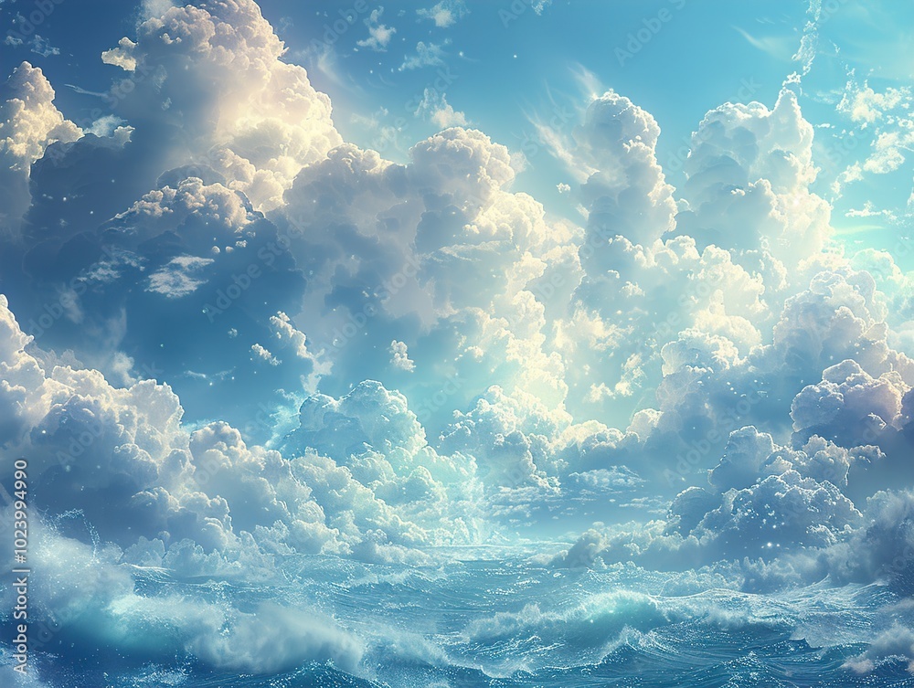 Stunning Sky and Ocean Landscape with Dramatic Clouds Stunning Sky and Ocean Landscape with Dramatic Clouds