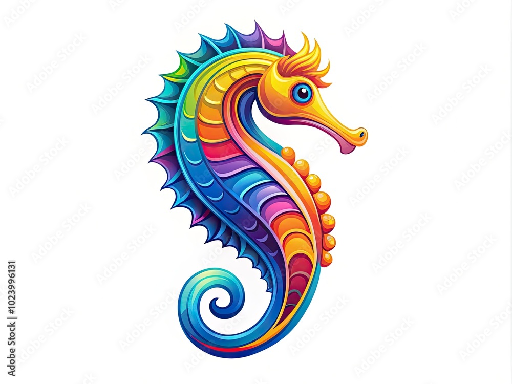 Obraz premium Vibrant seahorse logo design ideal for marine life businesses, ocean-themed branding, and aquatic ventures, capturing the essence of underwater beauty and biodiversity.