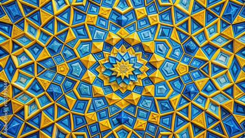 Vibrant Yellow and Blue Geometric Pattern for Creative Backgrounds and Design Projects