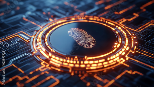 Wallpaper Mural Smart Device Fingerprint Scanner Glowing with Advanced Protection Tech Torontodigital.ca