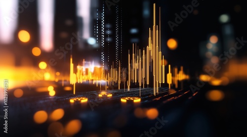 Futuristic and dynamic digital data visualization depicting the intricate patterns trends and connections within the financial market and broader economic landscape  The abstract photo