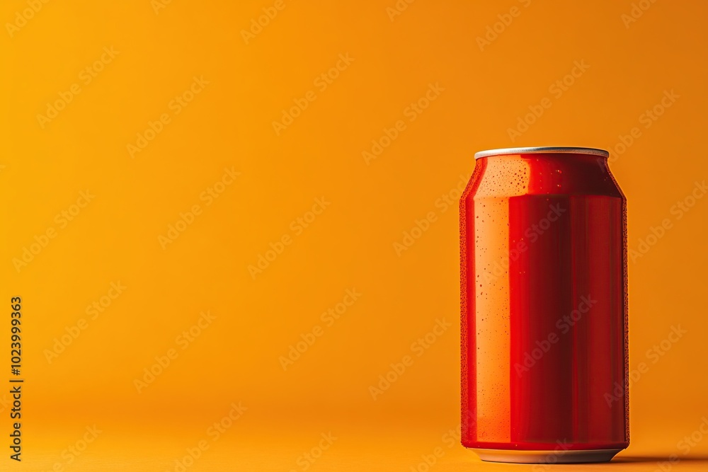 Aluminum can of soda on orange background with copyspace. Aluminum can of soda on orange background with copyspace.