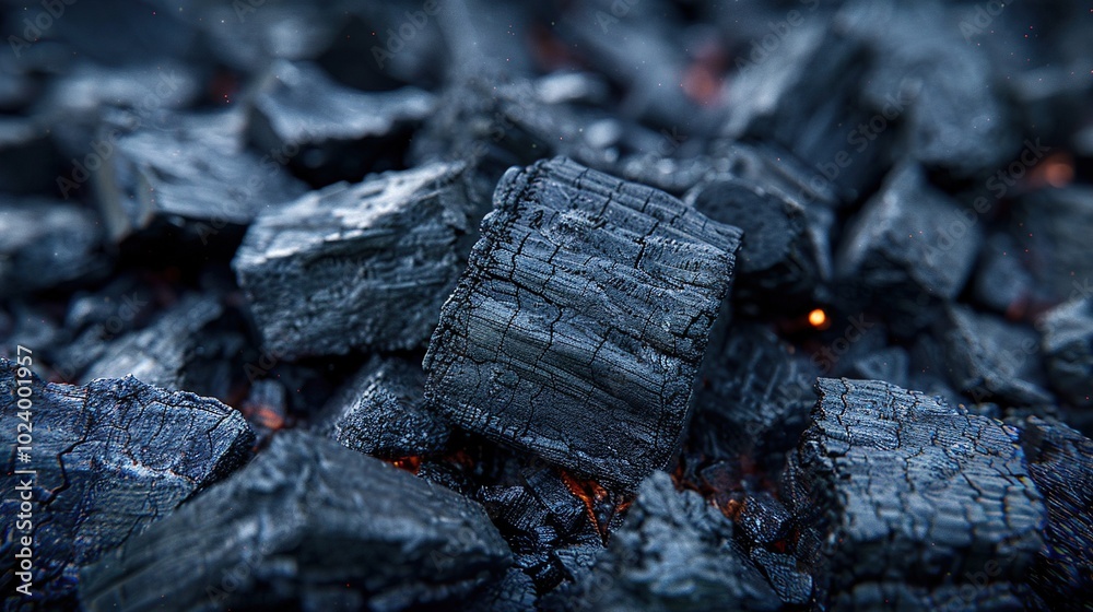 Close-Up of Burning Charcoal: Embers and Ash Close-Up of Burning Charcoal: Embers and Ash