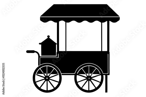 Italian Gelato Cart Silhouette Vector Illustration