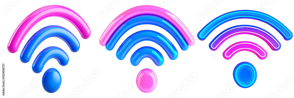 Colorful Wi-Fi Icons on Transparent Background Colorful Wi-Fi Icons on Transparent Background