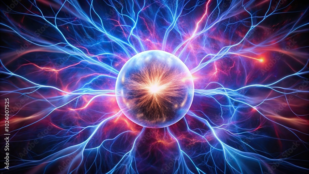 High angle view of a powerful electricity plasma fusion High angle view of a powerful electricity plasma fusion