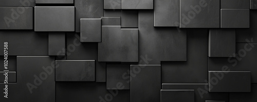 Abstract 3d black tiles background, generated ai