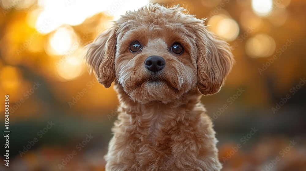 Adorable Golden Puppy Portrait in Autumn Adorable Golden Puppy Portrait in Autumn