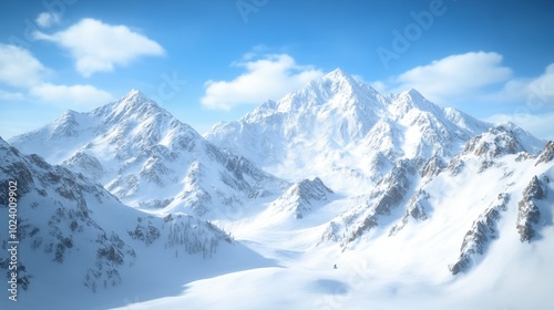 Wallpaper Mural Majestic snowy mountains under a clear blue sky, serene winter landscape. Torontodigital.ca
