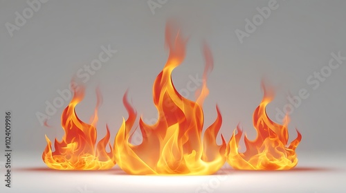 Fierce flames of fire against a white background, bringing intensity, movement, and heat to any design. This image is ideal for presentations, branding, or projects that need a fiery, powerful element