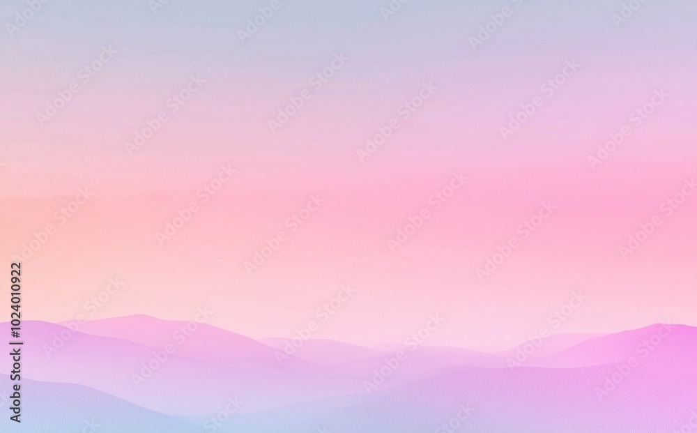A Beautiful Sunset Over Mountains in Soft Pastel Colors A Beautiful Sunset Over Mountains in Soft Pastel Colors