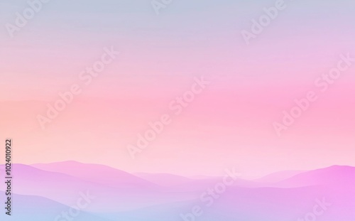 A Beautiful Sunset Over Mountains in Soft Pastel Colors