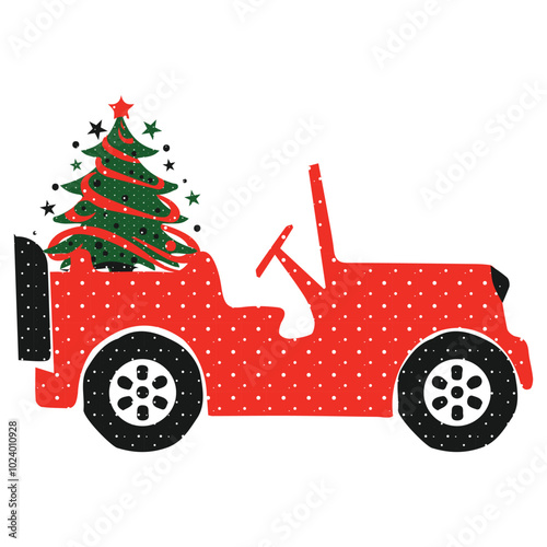 Christmas Jeep Vector Art Design | EPS File