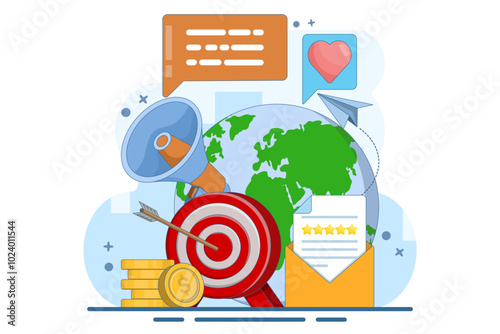 Public relations concept, marketing campaign, public relations in social media promotion. Digital marketing media management and strategy. Ideas for making announcements through mass media.
