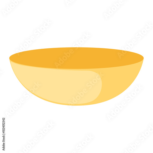 Golden round bowl with smooth design, Vector