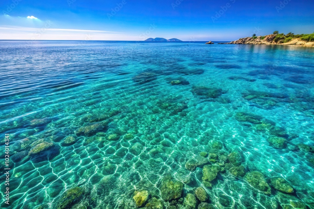 Fototapeta premium High angle view of crystal clear Aegean Sea water from above
