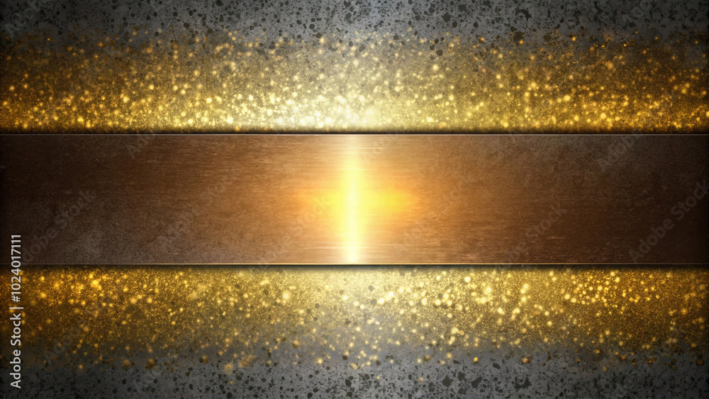 Fototapeta premium radiant display of golden sparkles sandwiched between layers of grunge texture, evoking a sense of luxury and celebration.