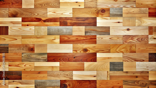 Wallpaper Mural Warm-toned wooden texture parquet flooring arranged pattern A close-up view of a seamless herringbone wooden texture background  Torontodigital.ca