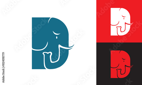 simple letter g for great elephant logo, silhouette of strong animal vector illustrations