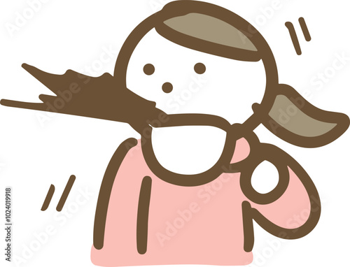 コーヒーを吹き出す私服の若い女性(上半身)