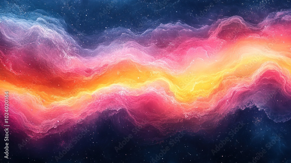 A vibrant cosmic landscape with swirling colors of pink, orange, and blue. A vibrant cosmic landscape with swirling colors of pink, orange, and blue.