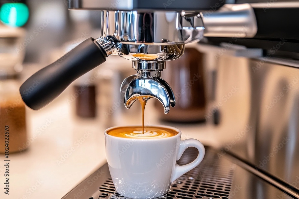 Robot barista preparing a perfect cup of coffee in the kitchen, using AI to brew the ideal morning drink for each family member Robot barista preparing a perfect cup of coffee in the kitchen, using AI to brew the ideal morning drink for each family member