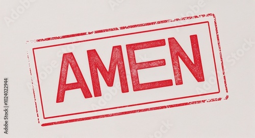 amen red stamp lettering on plain white background photo