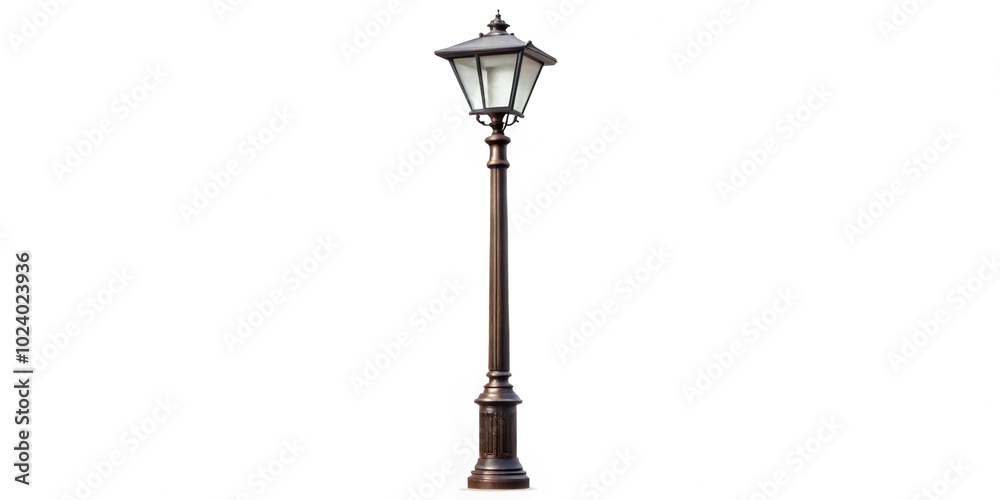 High angle view of street lamppost isolated on white background High angle view of street lamppost isolated on white background