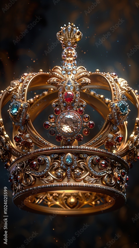 Golden Crown with Gemstones: A Symbol of Royalty and Power