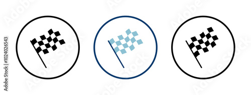 Race flag icon vector isolated on white background. Competition sport flag line vector icon. Racing flag. Start finish flag. Checkered. Start
