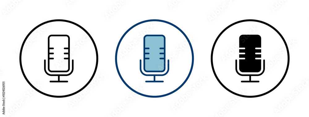 Microphone Icon vector isolated on white background. Mic sign. Karaoke microphone icon. Broadcast mic sign Microphone Icon vector isolated on white background. Mic sign. Karaoke microphone icon. Broadcast mic sign