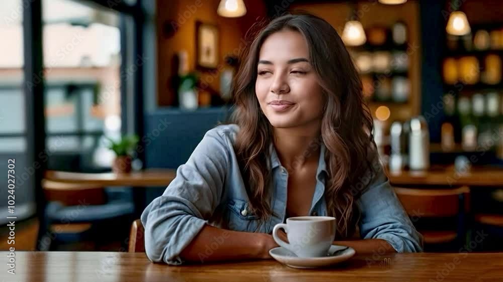 Young woman drinking coffee in cafe