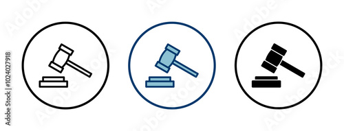 Gavel icon vector isolated on white background. Hammer icon vector. Judge Gavel Auction Icon Vector. Bid