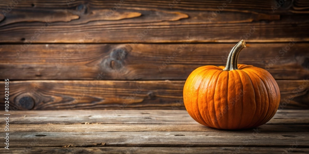 Pumpkin on a rustic wooden background, autumn, orange, harvest, seasonal, farm, Halloween, decoration, gourd, vegetable, organic