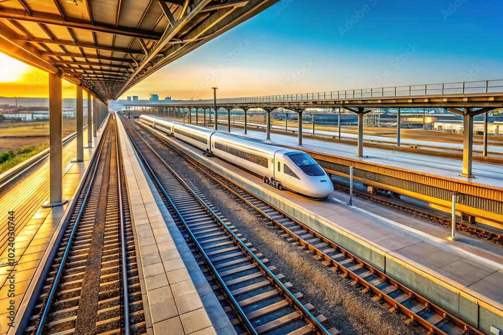 Fototapeta premium High speed train arriving at Johannesburg airport