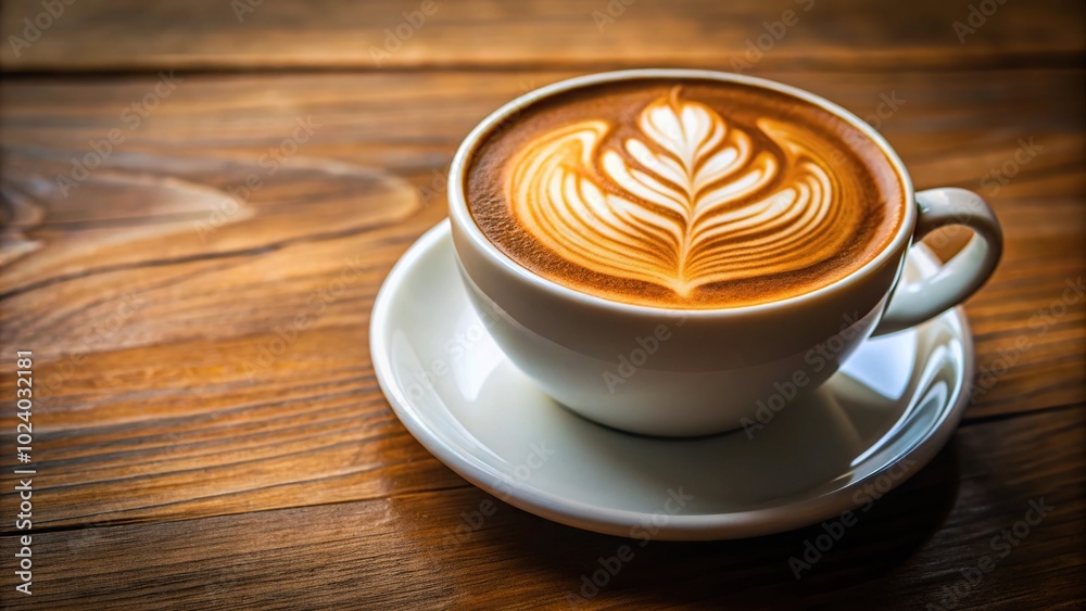 Highly intricate latte art on flat white coffee Highly intricate latte art on flat white coffee